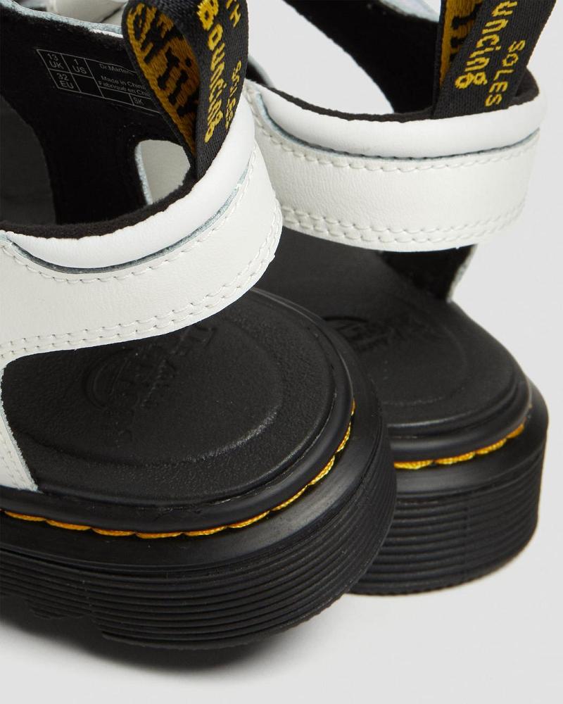 White Kids' Dr Martens Junior Klaire Leather Strap Sandals | CA 720XYU